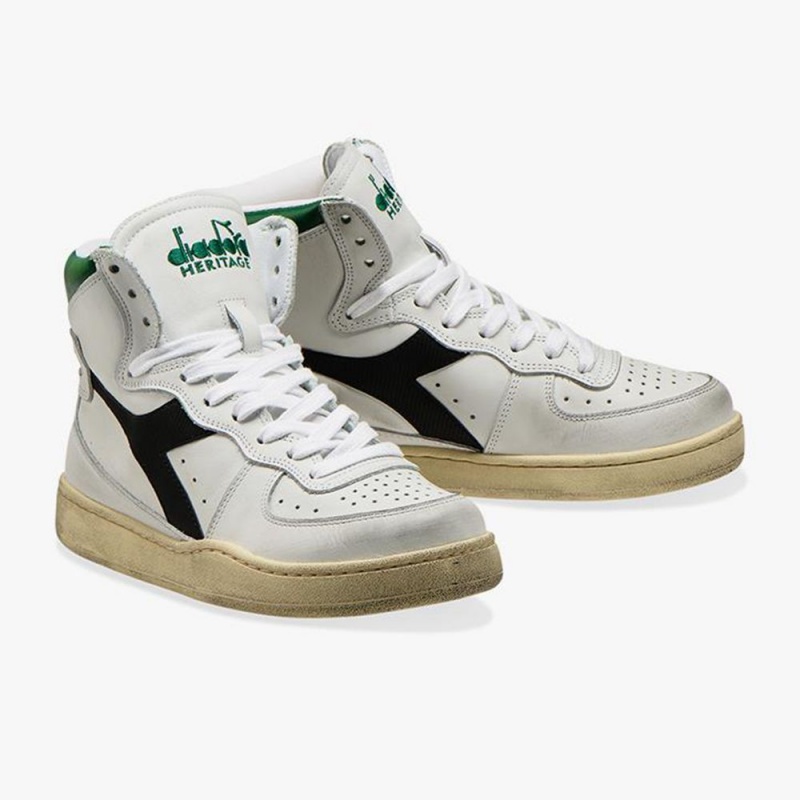 Vysoke Tenisky Diadora MI Basket Zelene | TYXABSQ-40